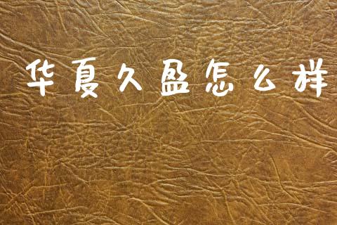 华夏久盈怎么样_https://m.lcpcjs.com_白银期货保证金_第1张