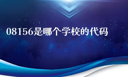 08156是哪个学校的代码_https://m.lcpcjs.com_白银期货保证金_第1张