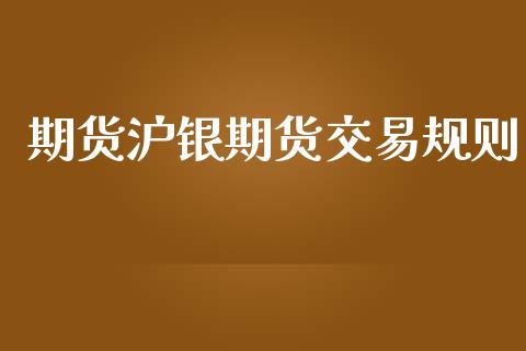 期货沪银期货交易规则_https://m.lcpcjs.com_恒指期货保证金_第1张