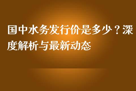 国中水务发行价是多少？深度解析与最新动态_https://m.lcpcjs.com_白银期货保证金_第1张
