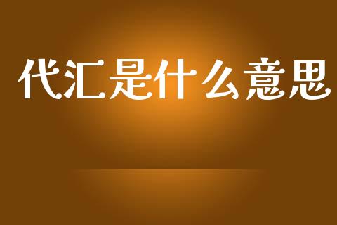 代汇是什么意思_https://m.lcpcjs.com_白银期货保证金_第1张