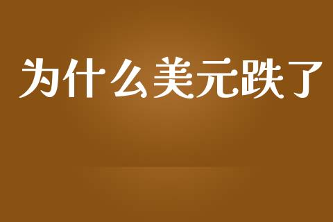 为什么美元跌了_https://m.lcpcjs.com_白银期货保证金_第1张