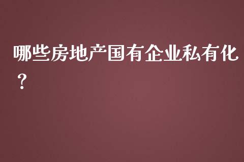 哪些房地产国有企业私有化？_https://m.lcpcjs.com_期货交易_第1张
