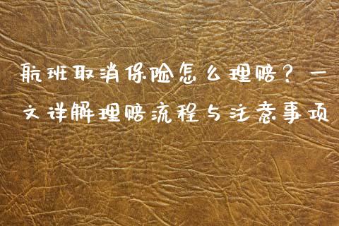 航班取消保险怎么理赔？一文详解理赔流程与注意事项_https://m.lcpcjs.com_白银期货保证金_第1张