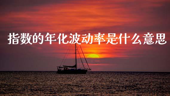 指数的年化波动率是什么意思_https://m.lcpcjs.com_白银期货保证金_第1张