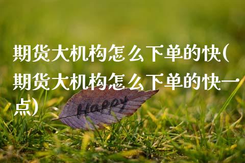 期货大机构怎么下单的快(期货大机构怎么下单的快一点)_https://m.lcpcjs.com_期货交易时间_第1张