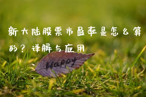 新大陆股票市盈率是怎么算的？详解与应用_https://m.lcpcjs.com_恒指期货保证金_第1张