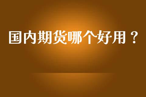 国内期货哪个好用？_https://m.lcpcjs.com_恒指期货保证金_第1张