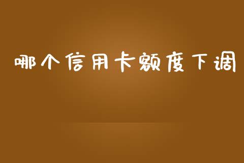 哪个信用卡额度下调_https://m.lcpcjs.com_期货交易_第1张