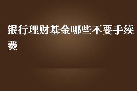 银行理财基金哪些不要手续费_https://m.lcpcjs.com_恒指期货保证金_第1张