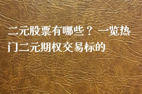 二元股票有哪些？ 一览热门二元期权交易标的_https://m.lcpcjs.com_白银期货保证金_第1张