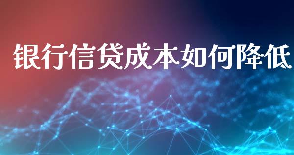 银行信贷成本如何降低_https://m.lcpcjs.com_白银期货保证金_第1张