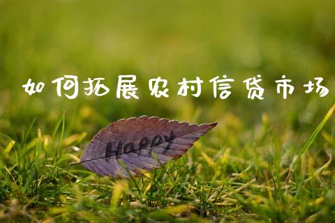 如何拓展农村信贷市场_https://m.lcpcjs.com_期货交易时间_第1张