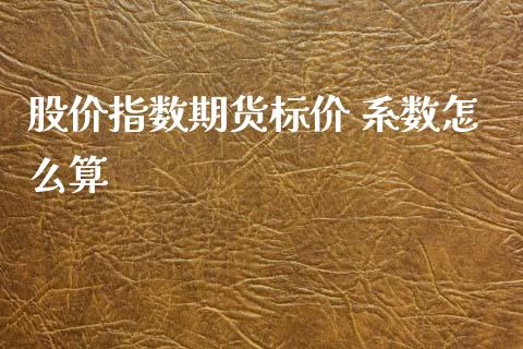股价指数期货标价 系数怎么算_https://m.lcpcjs.com_白银期货保证金_第1张