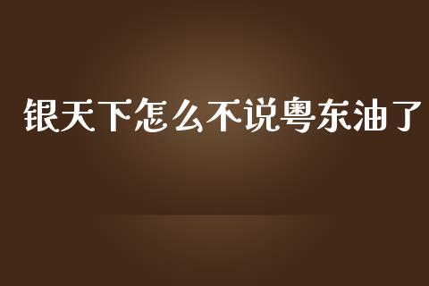 银天下怎么不说粤东油了_https://m.lcpcjs.com_恒指期货保证金_第1张