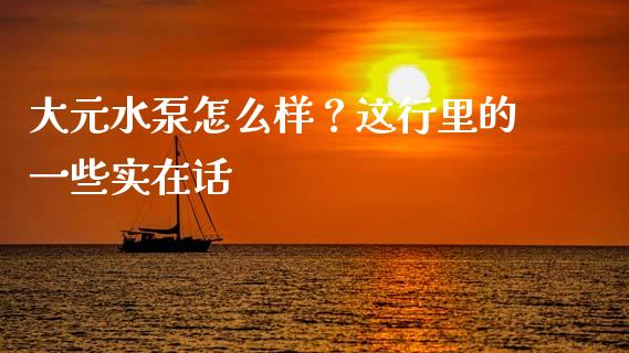 大元水泵怎么样？这行里的一些实在话_https://m.lcpcjs.com_恒指期货保证金_第1张