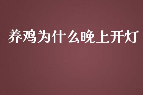 养鸡为什么晚上开灯_https://m.lcpcjs.com_期货交易_第1张