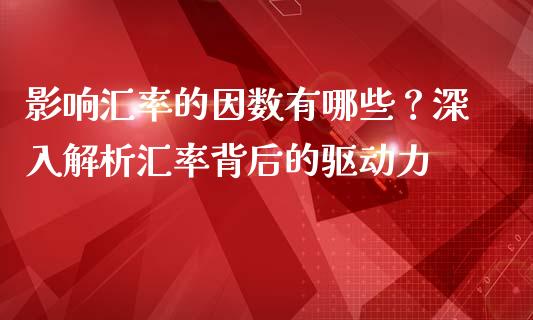 影响汇率的因数有哪些？深入解析汇率背后的驱动力_https://m.lcpcjs.com_期货交易_第1张