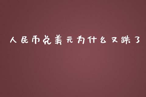人民币兑美元为什么又跌了_https://m.lcpcjs.com_期货交易时间_第1张