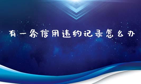有一条信用违约记录怎么办_https://m.lcpcjs.com_期货交易时间_第1张
