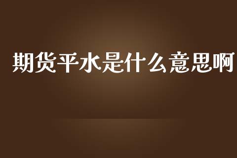 期货平水是什么意思啊_https://m.lcpcjs.com_期货交易时间_第1张