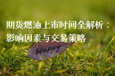 期货燃油上市时间全解析：影响因素与交易策略_https://m.lcpcjs.com_期货交易时间_第1张