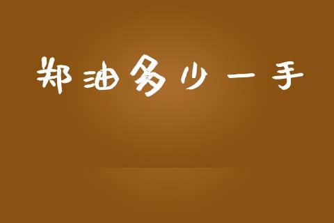 郑油多少一手_https://m.lcpcjs.com_白银期货保证金_第1张