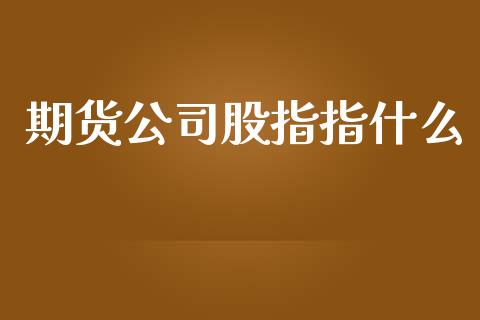 期货公司股指指什么_https://m.lcpcjs.com_恒指期货保证金_第1张