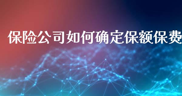 保险公司如何确定保额保费_https://m.lcpcjs.com_白银期货保证金_第1张