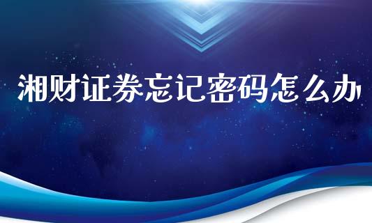 湘财证券忘记密码怎么办_https://m.lcpcjs.com_白银期货保证金_第1张
