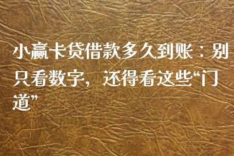 小赢卡贷借款多久到账：别只看数字，还得看这些“门道”_https://m.lcpcjs.com_恒指期货保证金_第1张