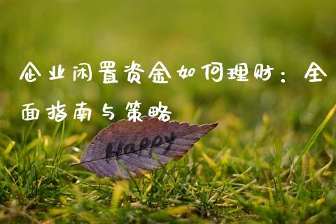 企业闲置资金如何理财：全面指南与策略_https://m.lcpcjs.com_期货交易_第1张