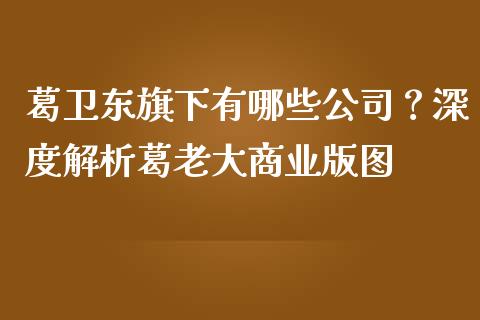 葛卫东旗下有哪些公司？深度解析葛老大商业版图_https://m.lcpcjs.com_恒指期货保证金_第1张