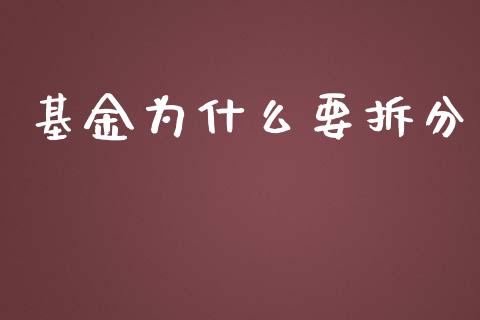 基金为什么要拆分_https://m.lcpcjs.com_恒指期货保证金_第1张