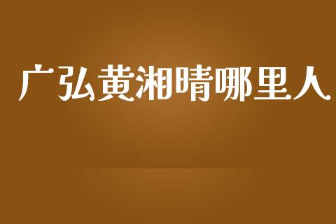 广弘黄湘晴哪里人_https://m.lcpcjs.com_期货交易_第1张