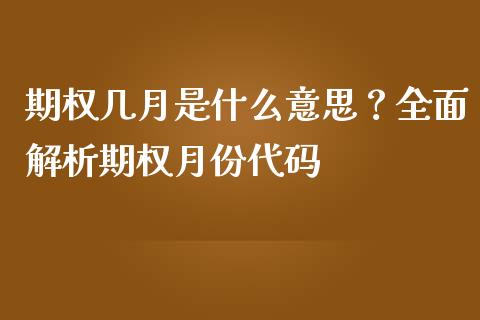 期权几月是什么意思？全面解析期权月份代码_https://m.lcpcjs.com_恒指期货保证金_第1张