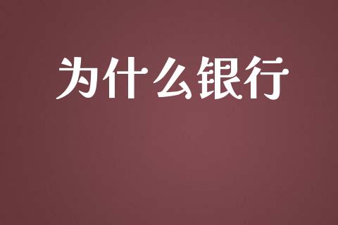 为什么银行_https://m.lcpcjs.com_恒指期货保证金_第1张