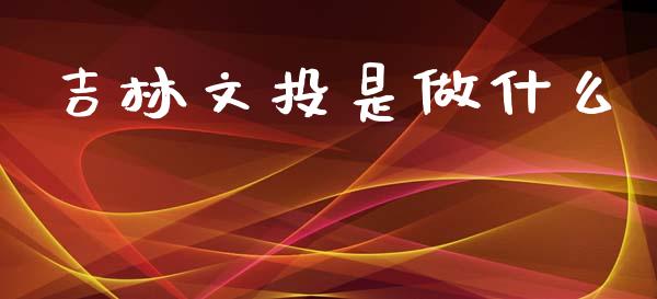 吉林文投是做什么_https://m.lcpcjs.com_期货交易时间_第1张