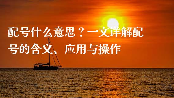 配号什么意思？一文详解配号的含义、应用与操作_https://m.lcpcjs.com_恒指期货保证金_第1张