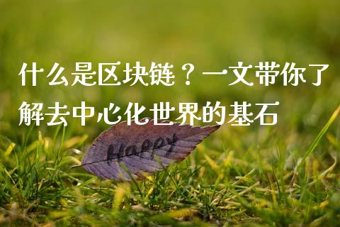 什么是区块链？一文带你了解去中心化世界的基石_https://m.lcpcjs.com_白银期货保证金_第1张
