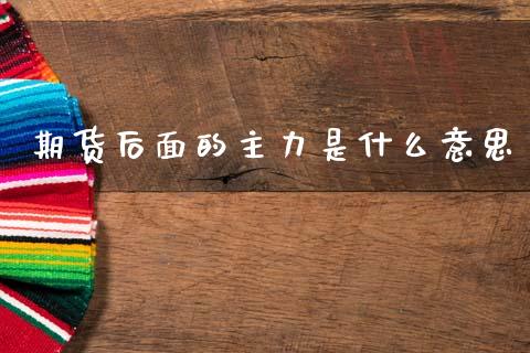 期货后面的主力是什么意思_https://m.lcpcjs.com_期货交易时间_第1张