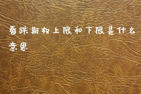 看跌期权上限和下限是什么意思_https://m.lcpcjs.com_期货交易_第1张