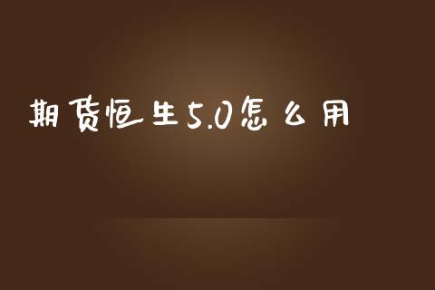 期货恒生5.0怎么用_https://m.lcpcjs.com_白银期货保证金_第1张