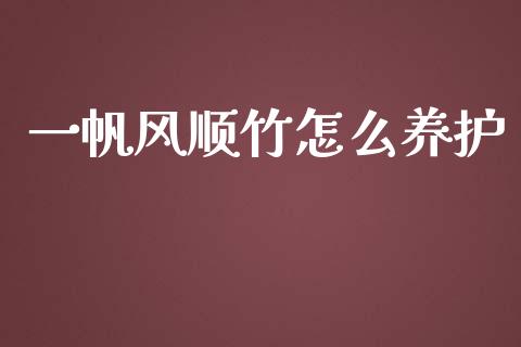 一帆风顺竹怎么养护_https://m.lcpcjs.com_期货交易_第1张