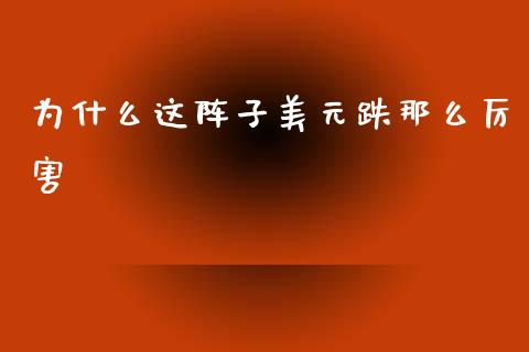 为什么这阵子美元跌那么厉害_https://m.lcpcjs.com_期货交易时间_第1张