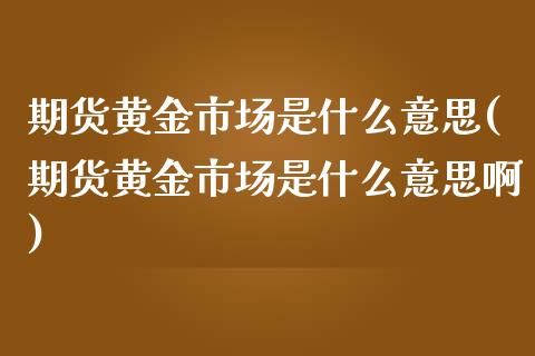期货黄金市场是什么意思(期货黄金市场是什么意思啊)_https://m.lcpcjs.com_期货交易时间_第1张