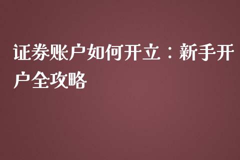 证券账户如何开立：新手开户全攻略_https://m.lcpcjs.com_恒指期货保证金_第1张