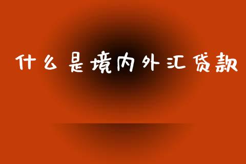 什么是境内外汇贷款_https://m.lcpcjs.com_恒指期货保证金_第1张