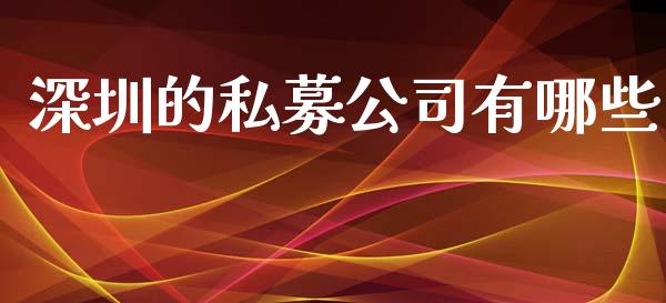 深圳的私募公司有哪些_https://m.lcpcjs.com_期货交易_第1张