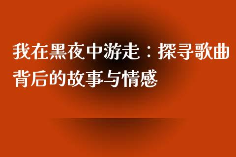 我在黑夜中游走：探寻歌曲背后的故事与情感_https://m.lcpcjs.com_期货交易时间_第1张